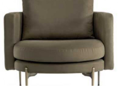 Armchair for living room modern design wood with textile round lounge club